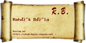 Rehák Béla névjegykártya